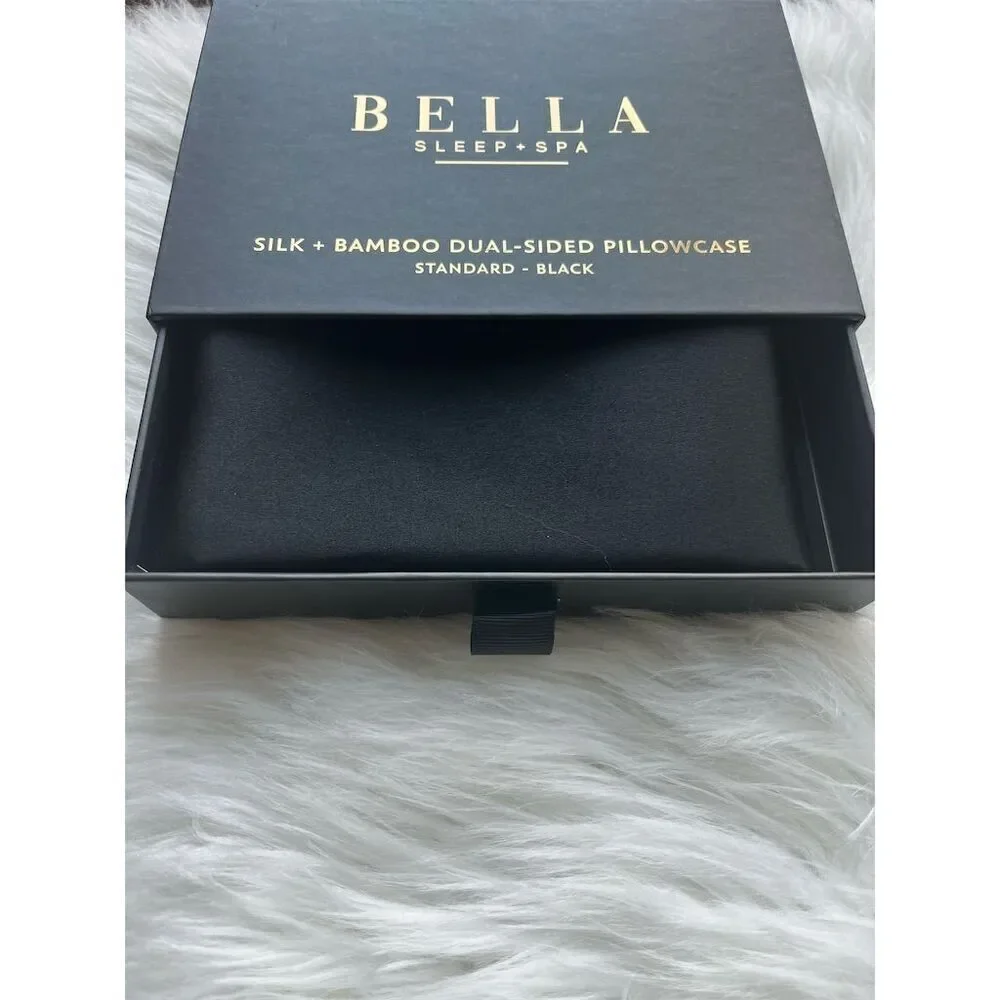 🆕 Bella Sleep + Spa Silk + Bamboo Dual-Sided Pillowcase Standard-Black